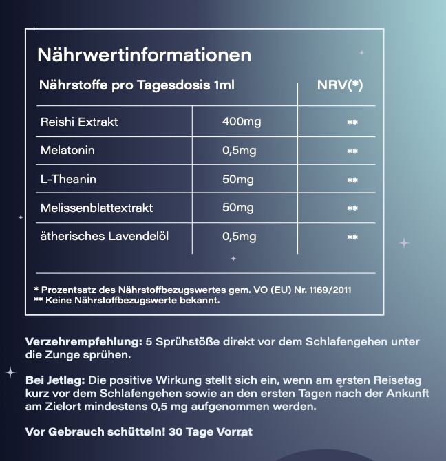 schlaf, nähwertinformation, tagesdosis, melatonin
